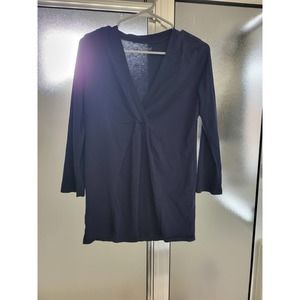 A Pea in the Pod Navy V Neck 3/4 Long Sleeve Maternity Shirt - Large